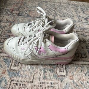 New Balance 550 White and Pink Casual Sneakers